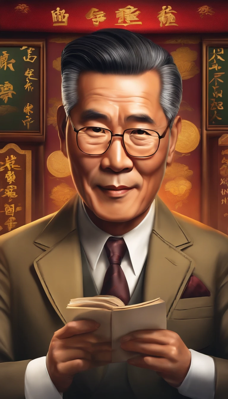 There's a man who's reading a book in a room, Directed by: Fei Danxu, retrato do livro, Directed by: Li Tiefu, retrato detalhado, inspirado em Li Tiefu, 3d render senior artist, inspirado em Fenghua Zhong, inspirado em Zhang Wo, Directed by: Li Zai, inspirado em Chen Daofu, inspirado por Huang Binhong