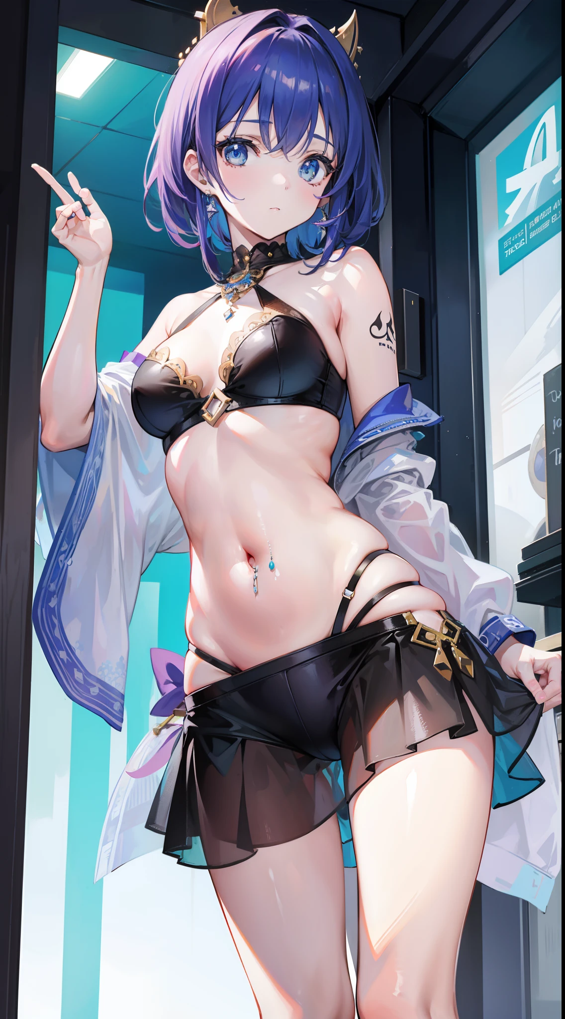 a beauty girl,(belly-bar)