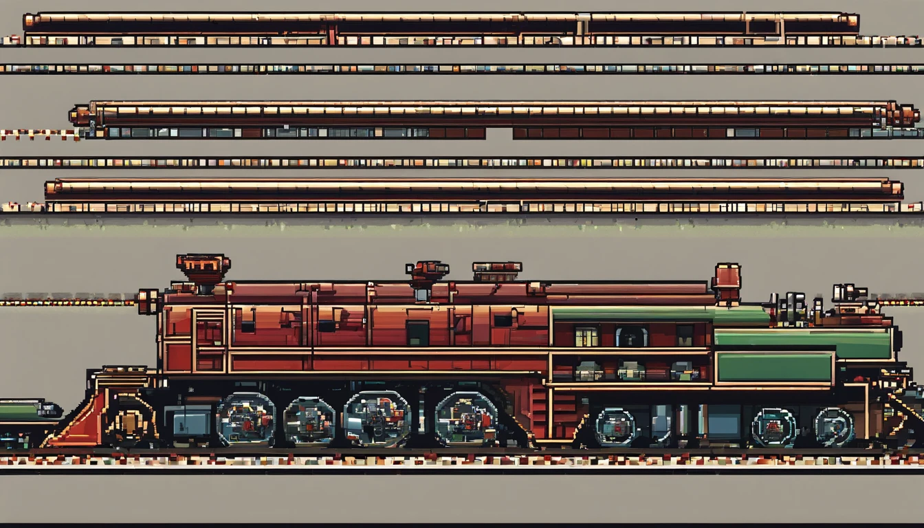 Steam locomotive(There are channels on the sides of the tank/Platforms and railings)(Directly right view) (cartoonish style)(Heavy industry in the former Soviet Union)