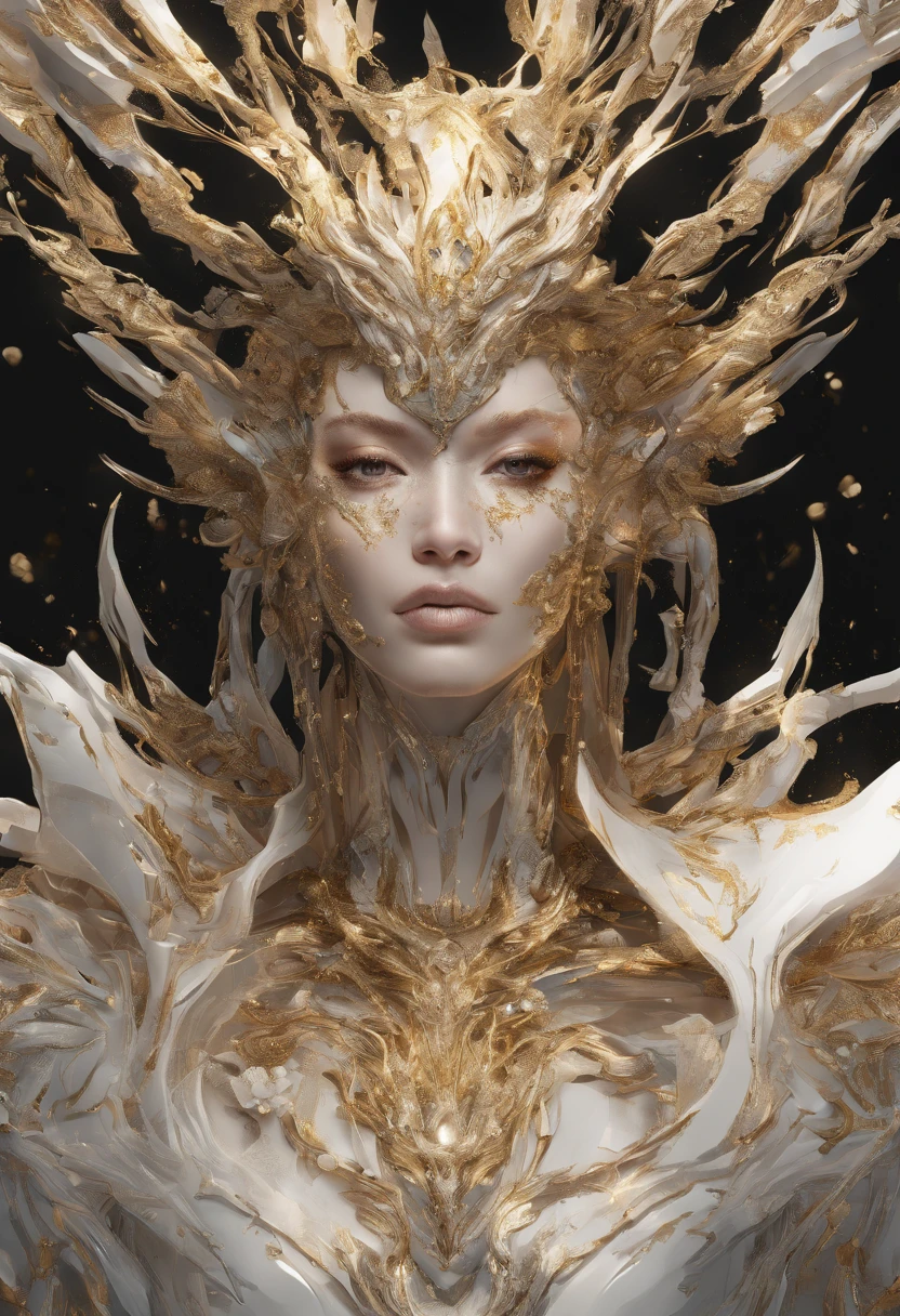 Perfect centralization, Fantastic Black Gold Beam, delight, Standing position, Abstract beauty, middle, Looking at the camera, Facing the camera, Approaching perfection, Dynamic, ighly detailed, suave, foco nítido, 8K, hight resolution, Illustration, art by carne griffiths and wadim kashin, fujin