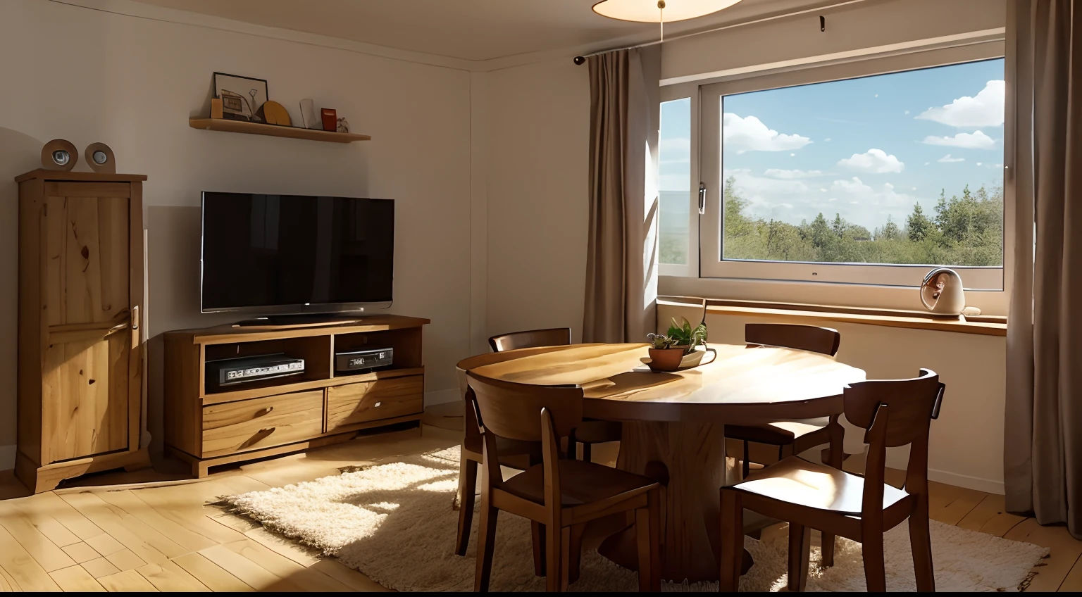 Cosy interior in cartoon style