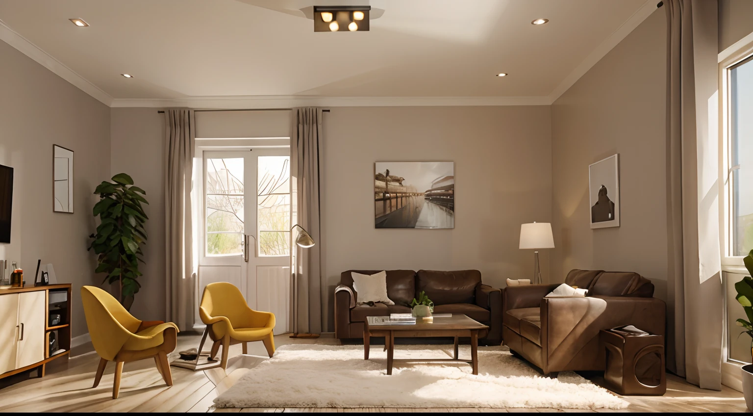 Warm interior design for home cartoon