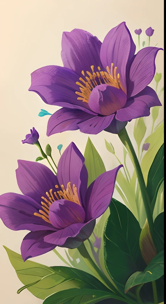 Purple unknown flowers in the flowers,((((Colored lead painting)))first person perspective,