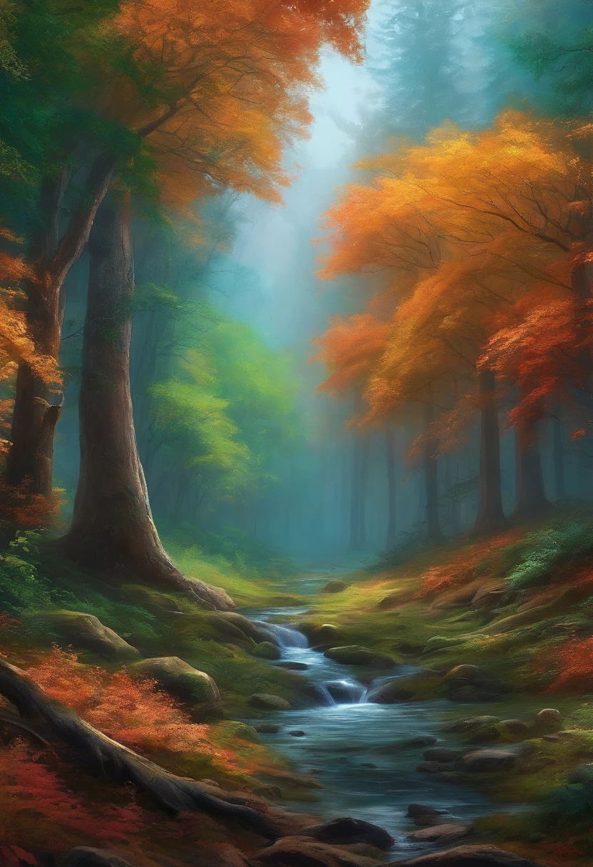 Pristine colored forest,For 3D painting with neuro animals