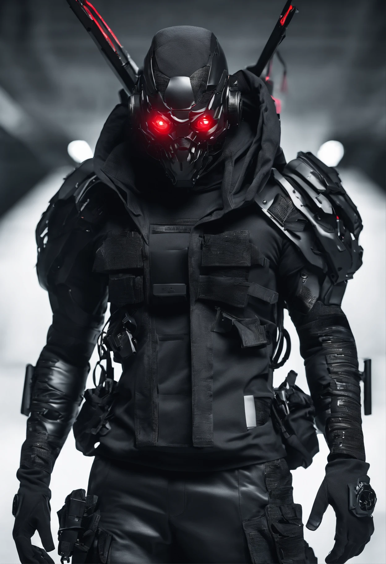 lobisomem, lobo humanoide negro gigantesco, With three red eyes.