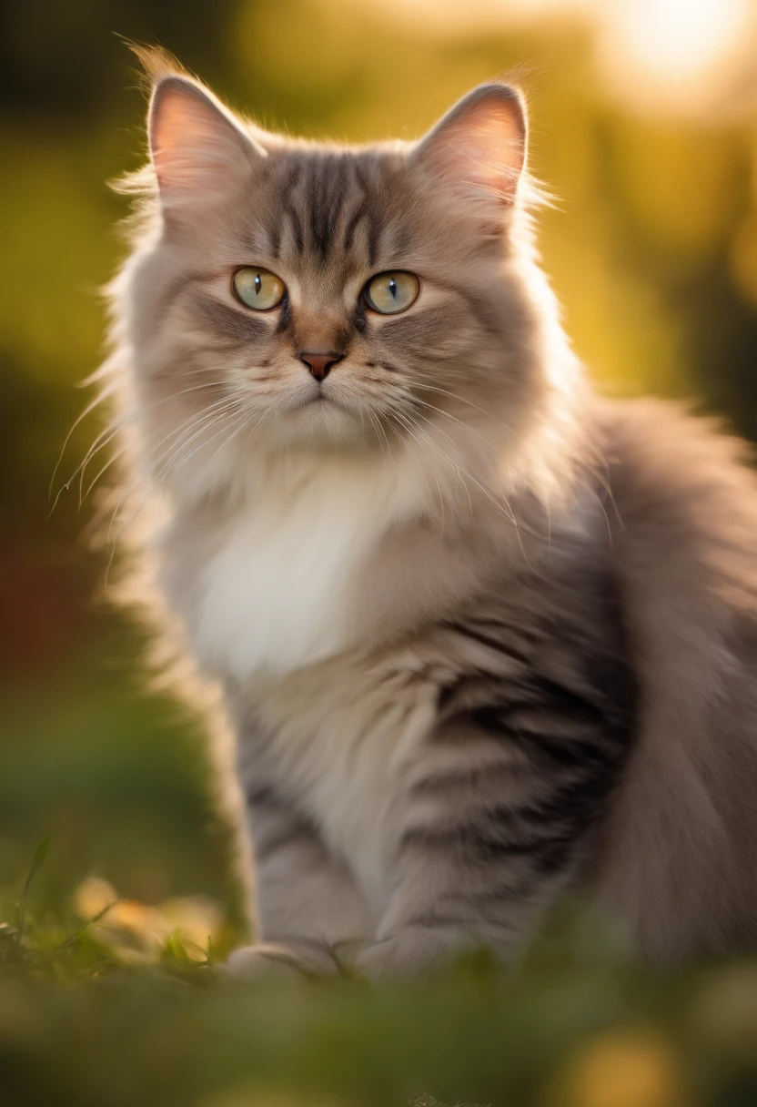 Fluffy cat,Baby cat、Extremely cute,,Mofumofu、Mofumofu、Ultimate HD image quality、The ultra -The high-definition、high detailing、Best Quality、Seven colors、Rainbow Color