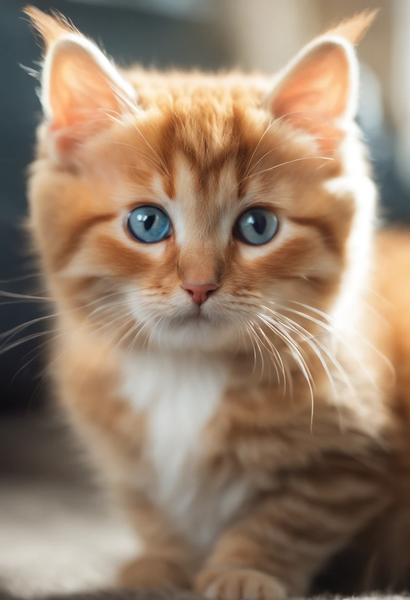 Fluffy cat, cat、Extremely cute,,Mofumofu、Mofumofu、Ultimate HD image quality、The ultra -The high-definition、high detailing、Best Quality、Seven colors、Rainbow Color