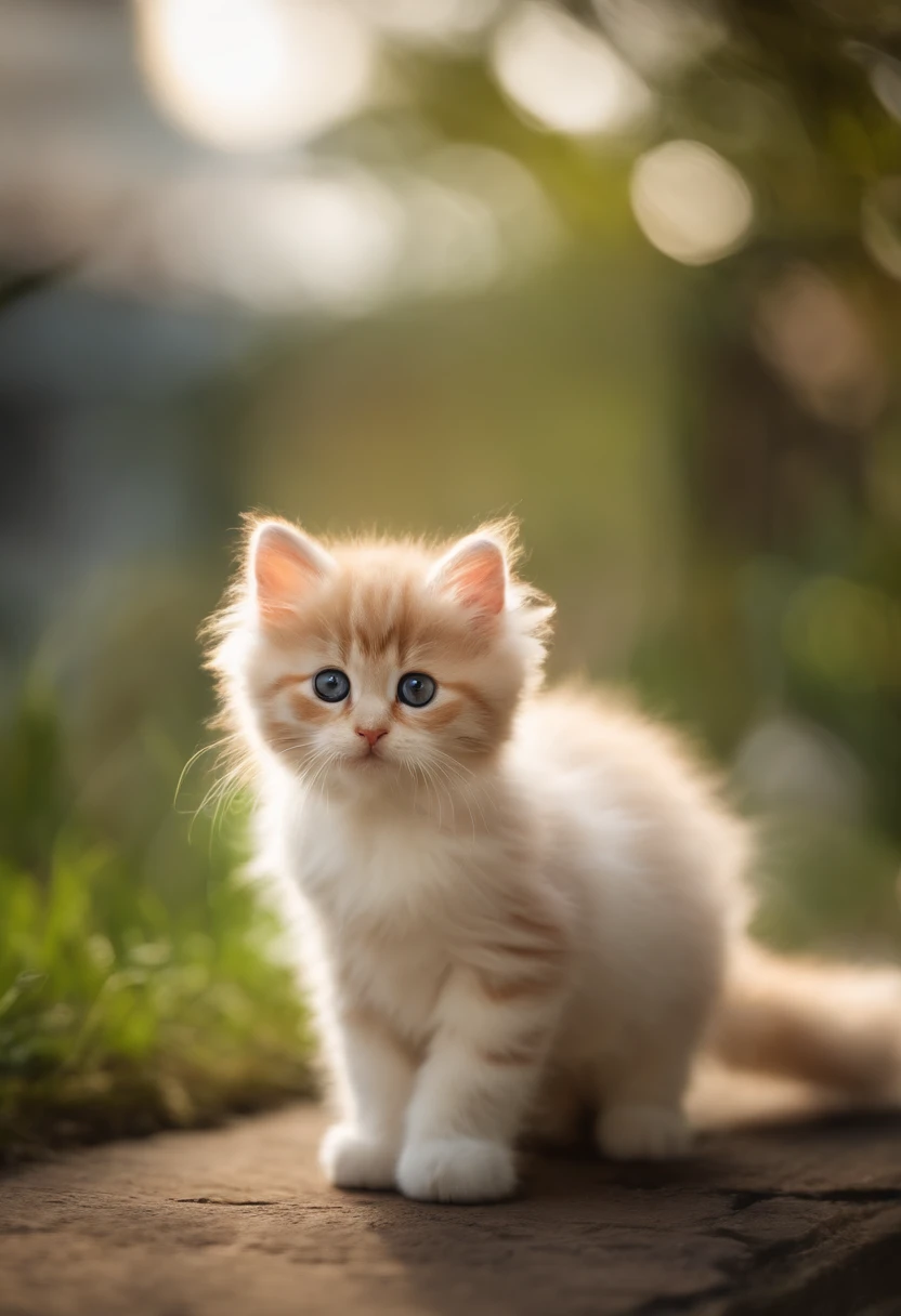 Fluffy cat, cat、Extremely cute,,Mofumofu、Mofumofu、Ultimate HD image quality、The ultra -The high-definition、high detailing、Best Quality、Seven colors、Rainbow Color