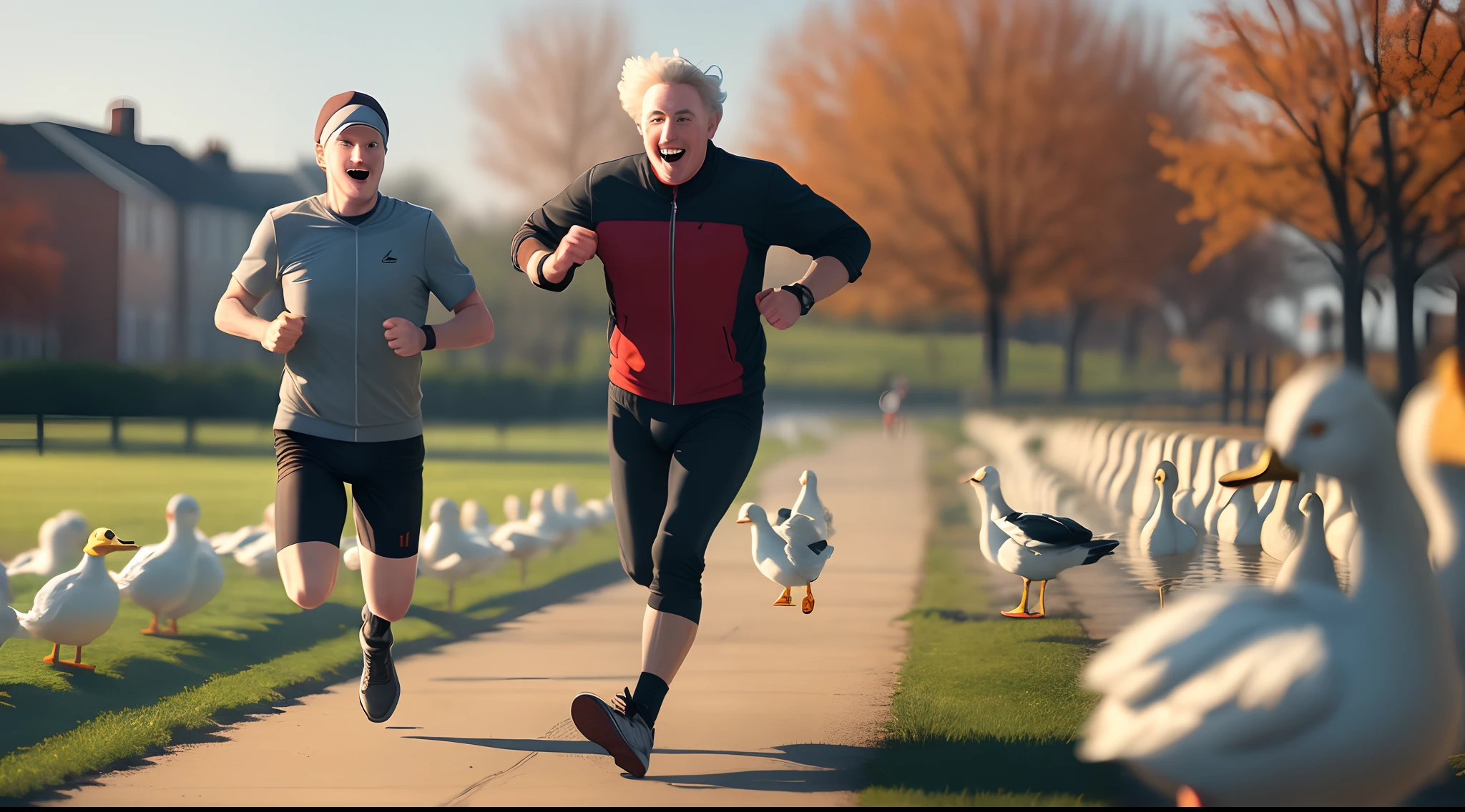 jim carry running from ducks