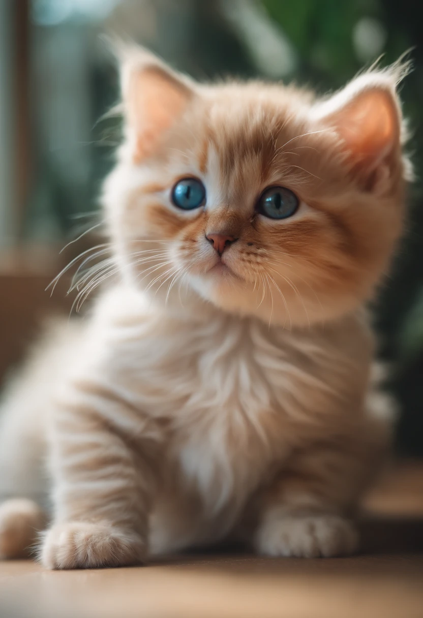 colourfull、Fluffy cat,Baby cat、Extremely cute,,Mofumofu、Mofumofu、Ultimate HD image quality、The ultra -The high-definition、high detailing、Best Quality、Seven colors、Rainbow Color