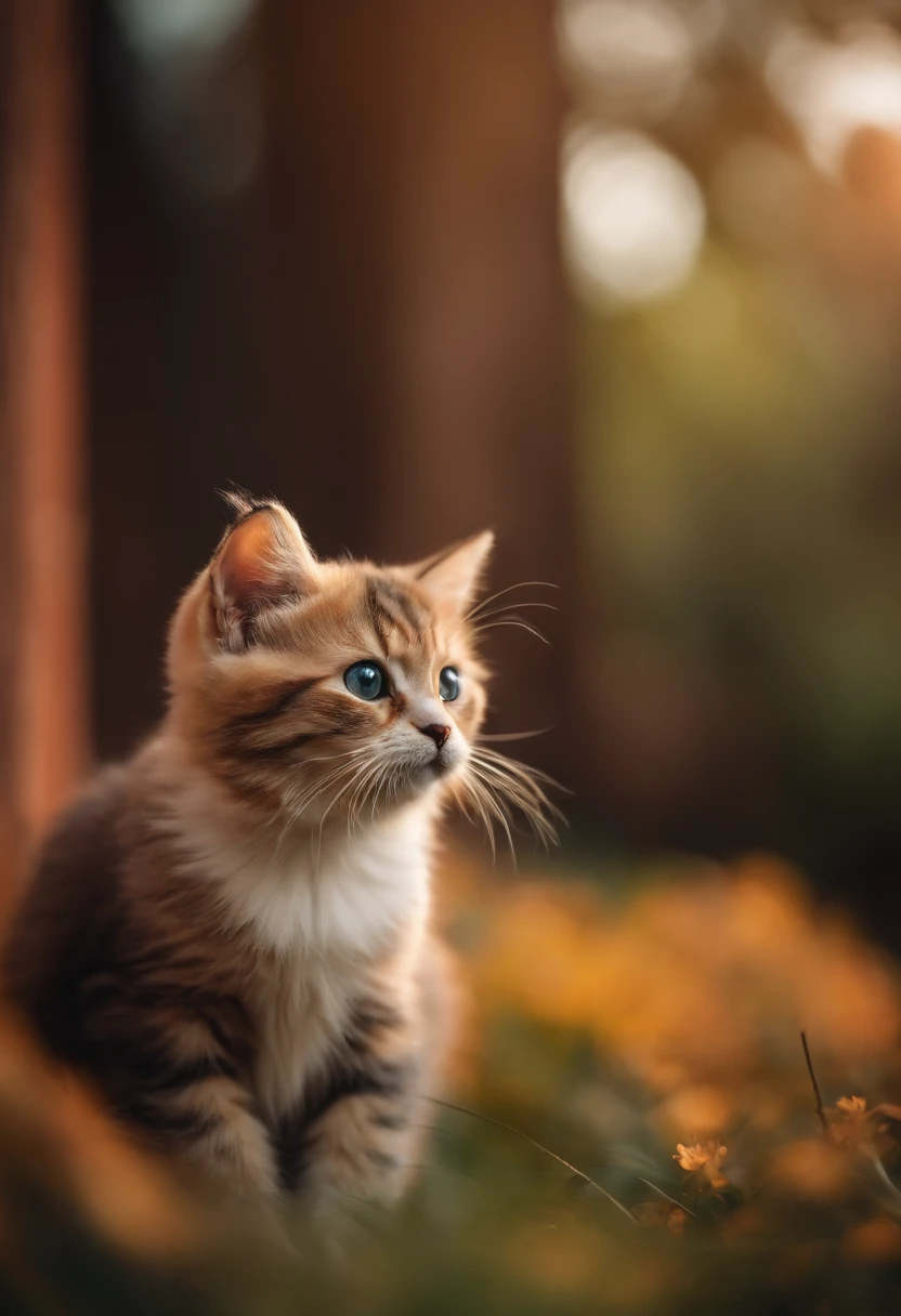 colourfull、Fluffy cat,Baby cat、Extremely cute,,Mofumofu、Mofumofu、Ultimate HD image quality、The ultra -The high-definition、high detailing、Best Quality、Seven colors、Rainbow color: Colorful coat color