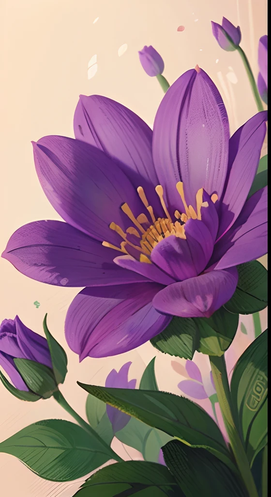 Purple unknown flowers in the flowers,((((Colored lead painting)))first person perspective,