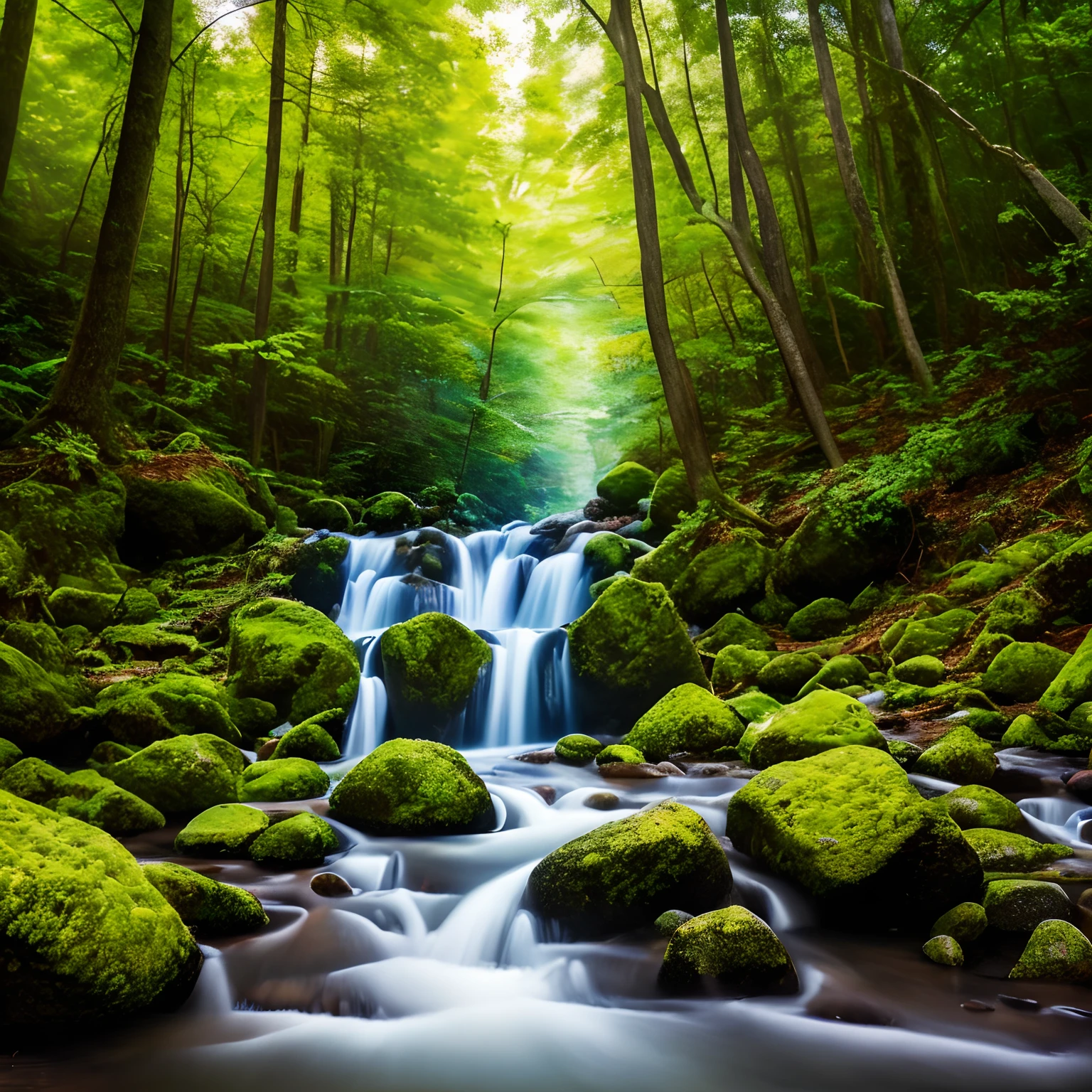 finest image, (8k, RAW photo, realistic), complex painting, landscape painting, in a mysterious forest