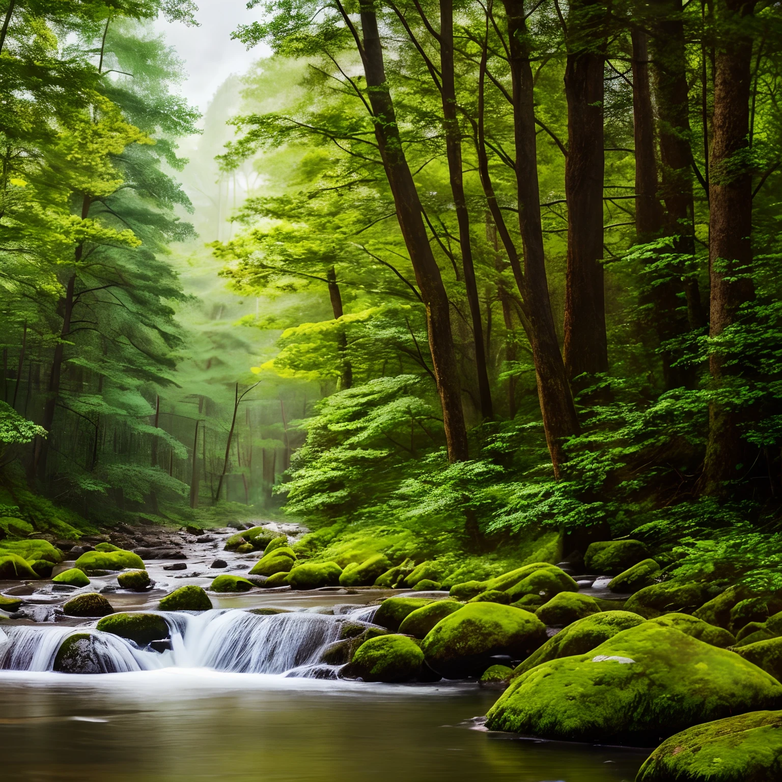 finest image, (8k, RAW photo, realistic), complex painting, landscape painting, in a mysterious forest