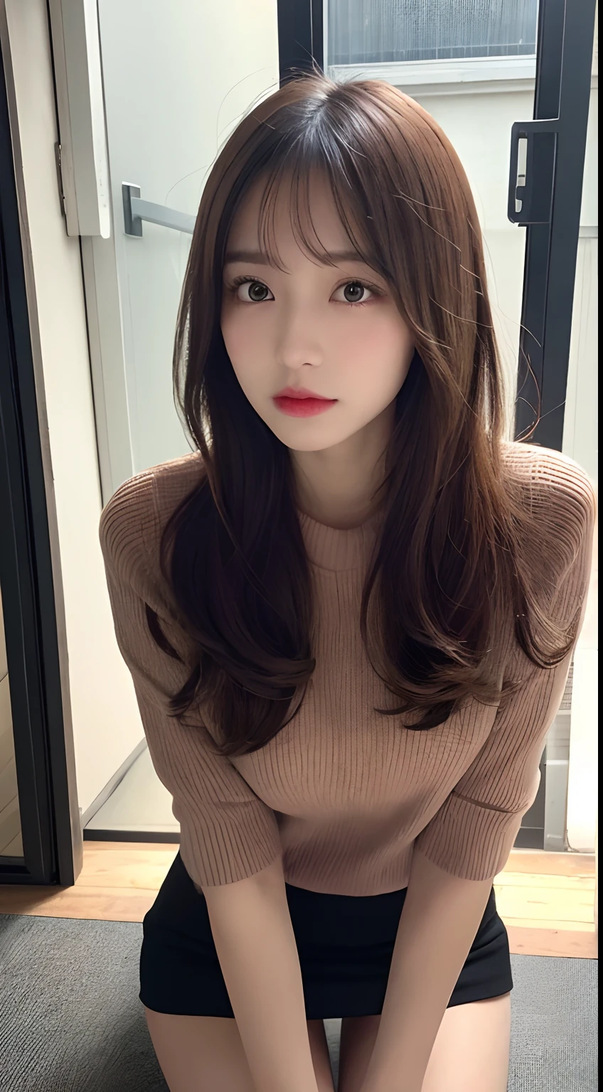 red,sweater dress,long sleeve