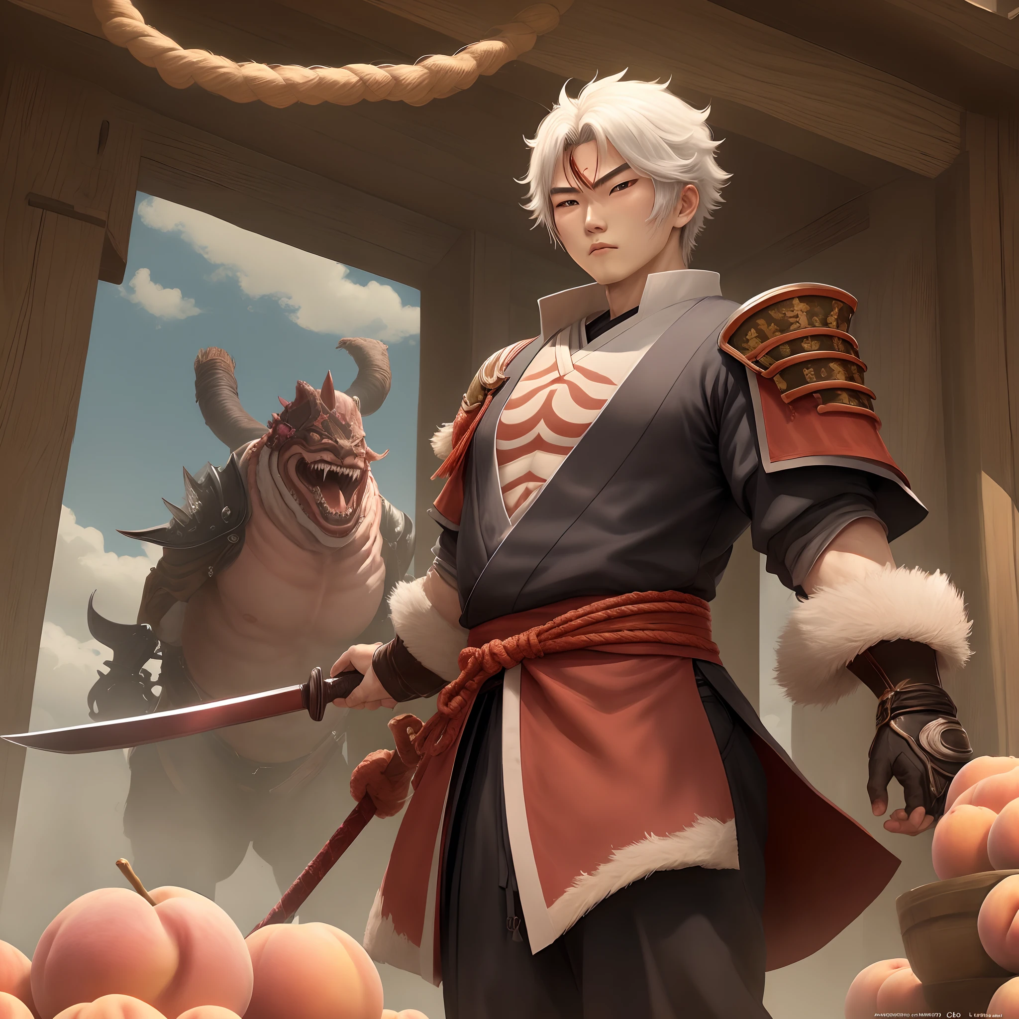 Momotaro, born from a large peach picked up by his grandfather and grandmother、I went out to slay demons