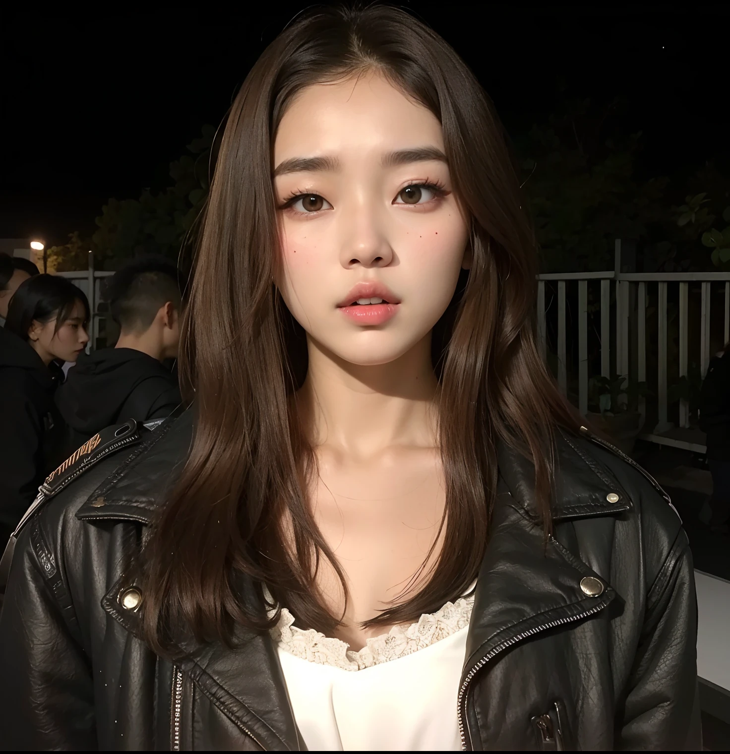 Un primer plano de una mujer con una chaqueta de cuero de pie frente a una valla, Blackpink Jennie, Jossi de Blackpink, Retrato de Jossi de Blackpink, Parque Roseanne de Blackpink, Gongbi, Heonhwa Choe, Jaeyeon Nam, Jinyoung Shin, Actriz femenina de Corea, Lee Ji - Eun, Lee Ji-eun, Hermosa mujer surcoreana