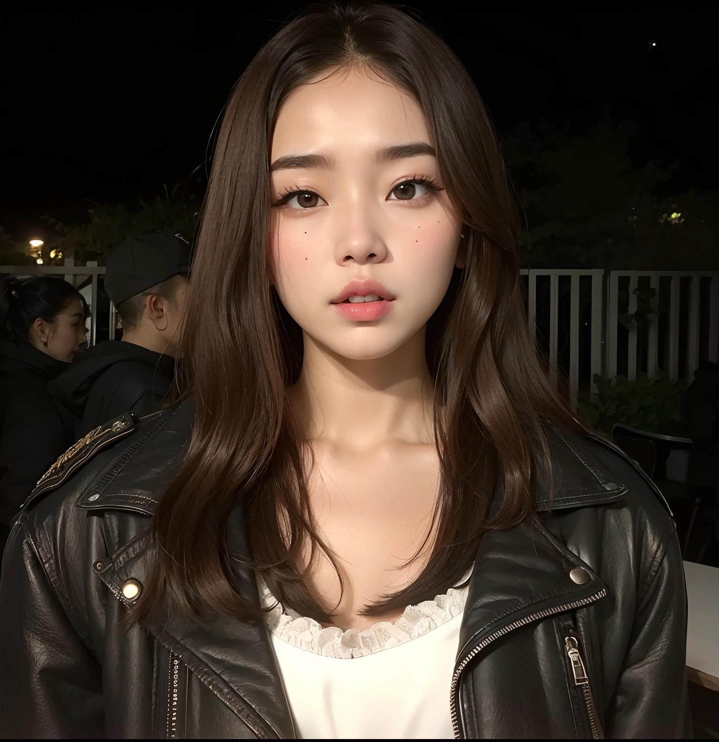 Un primer plano de una mujer con una chaqueta de cuero de pie frente a una valla, Blackpink Jennie, Jossi de Blackpink, Retrato de Jossi de Blackpink, Parque Roseanne de Blackpink, Gongbi, Heonhwa Choe, Jaeyeon Nam, Jinyoung Shin, Actriz femenina de Corea, Lee Ji - Eun, Lee Ji-eun, Hermosa mujer surcoreana