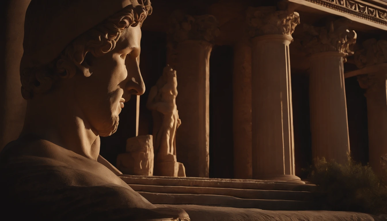 Stock Gricki Stoic
which is the Greek historical status with
Hercules Profile Muscles
Cinematic 8K & fundo escuro