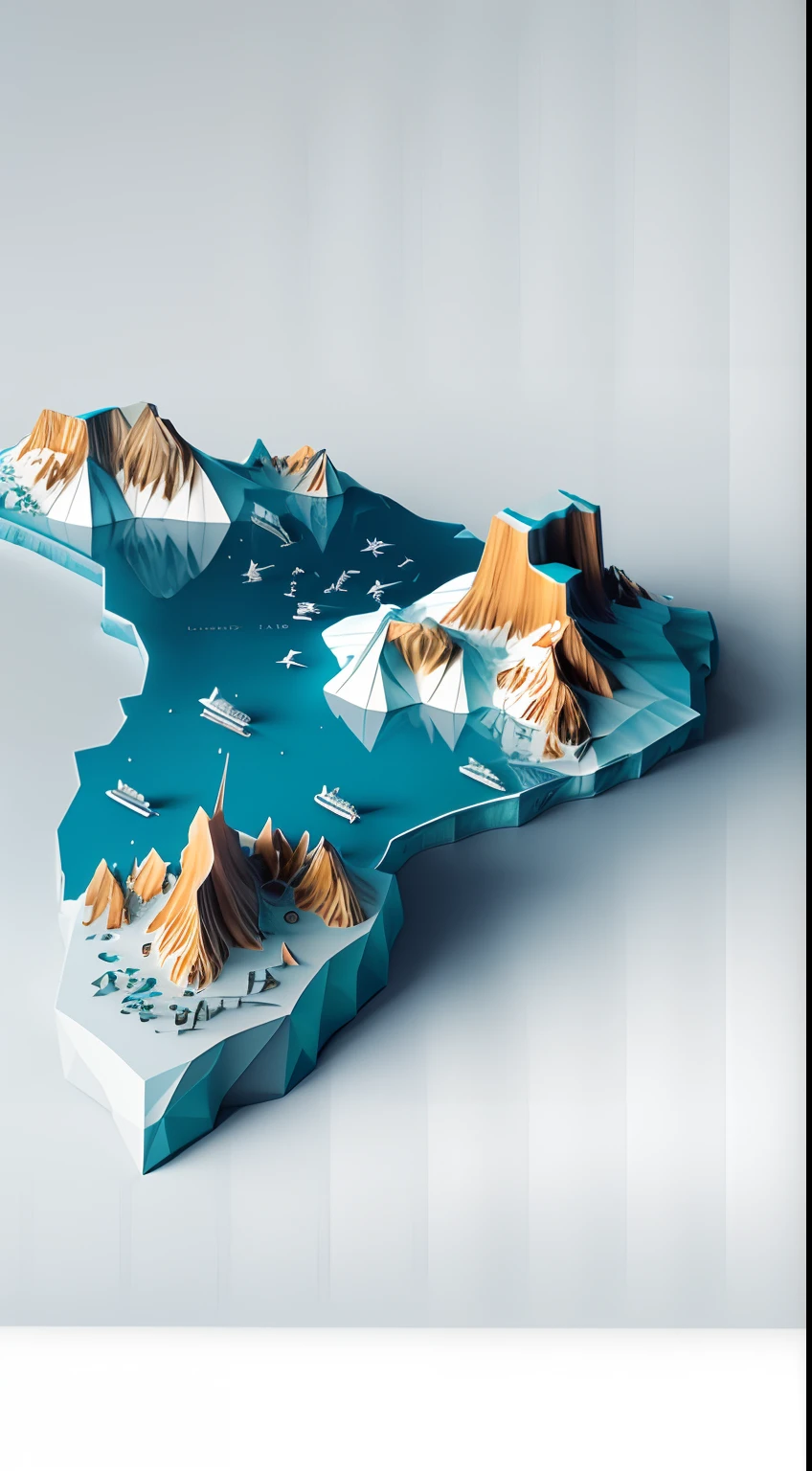 There is a 3D map of the country of Iceland, an exquisite 3 d map, low-poly digital art, trend on behance 3d art, trend on behance 3 d art, 3 d epic illustrations, 3 d illutration, Cool 3D visualization, 3d matte illustration, low - poly, low poly