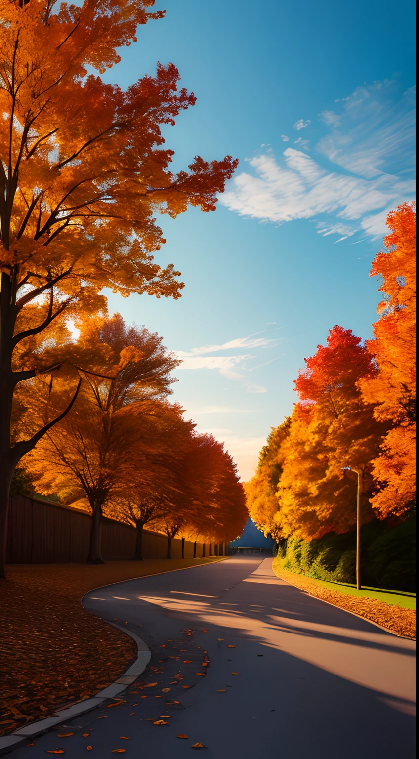 Autumn evening,Branches in the sun,Hang sunlight on the leaves,photorealestic,Natural soft light,Hyper-detailing,4K