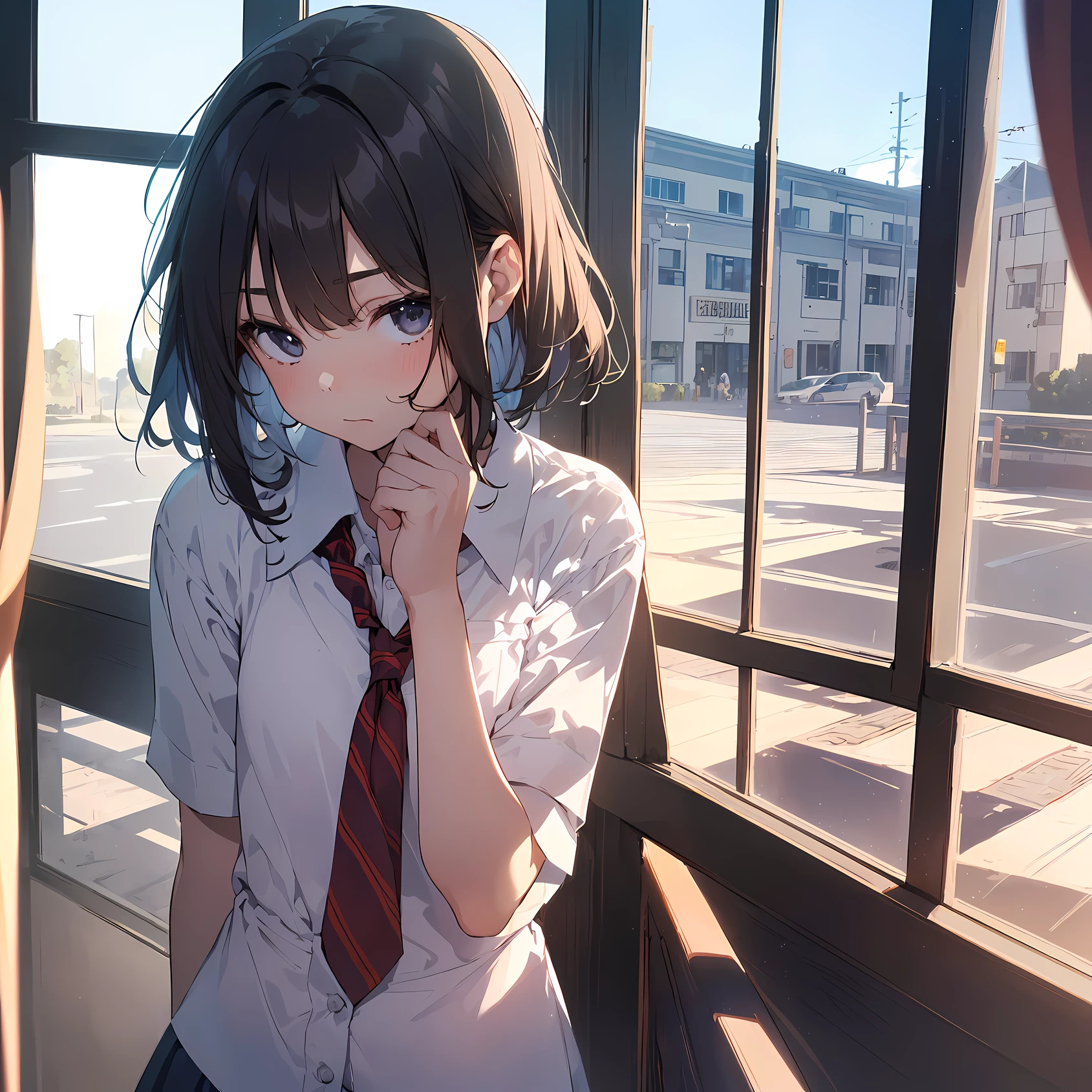 top-quality,1girl, (Solo,Loli face,13-year-old:1.5),a junior high school student, (Very Short hair),Full limbs,complete fingers,flat chest, Small butt, groin, Beautiful detailed black eyes, disgusted eye, school Uniform,
she walks hunched over,(Detailed Lighting), (Detailed background), (in the school),