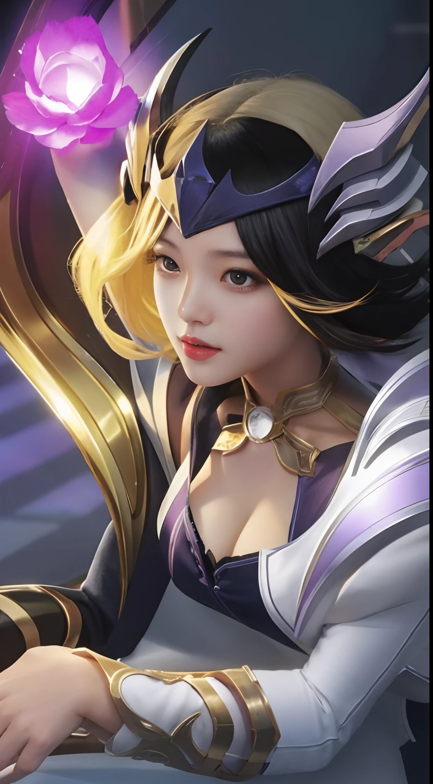 a close up of a woman with a sword in her hand, portrait of ahri, extremely detailed artgerm, ig model | artgerm, ahri, artgerm detailed, artgerm. high detail, artgerm lau, irelia, style artgerm, artgerm portrait, ! dream artgerm, ashe