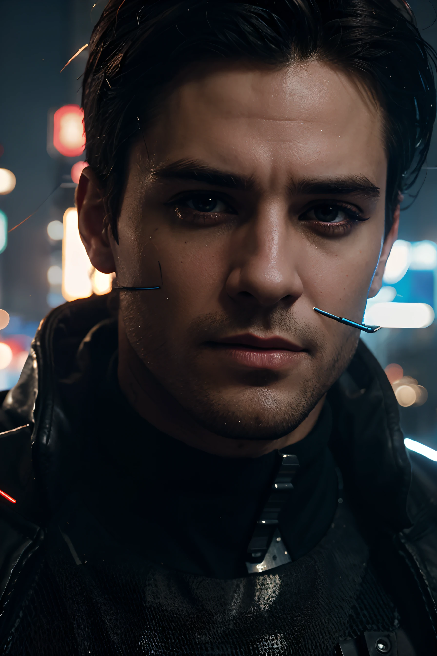 Change background cyberpunk handsome boy, realistic face, 8k, ultra realistic