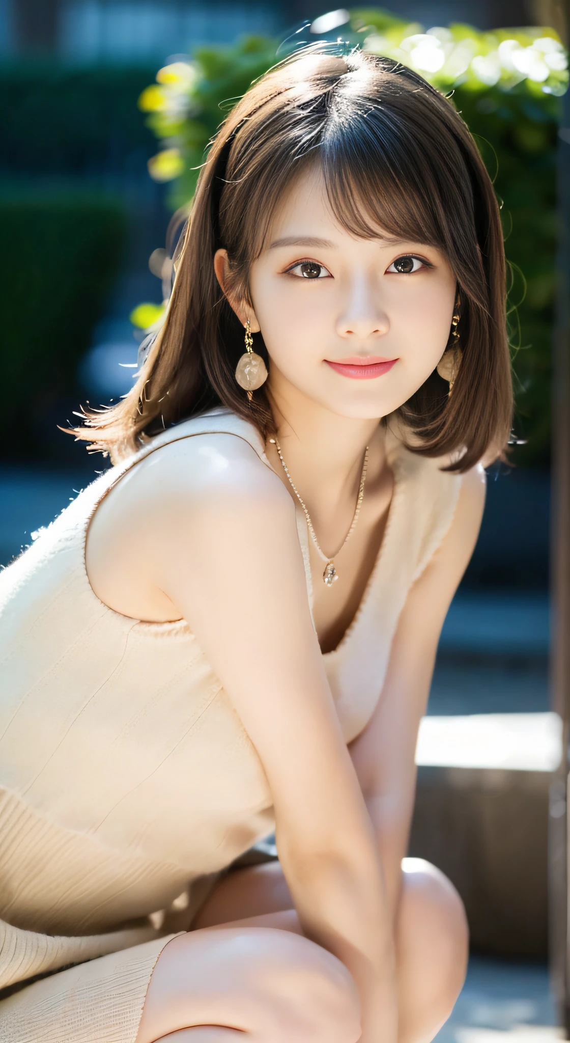 (((32K,very high res, high detailing, highly accurate,Masterpiece Girl 1:1.5))),Raw photo & realistic atmosphere,beautiful dark blue eyes,Detailed mouth,Glossy lips,Detailed eyebrows,Soft white skin that shines with every detail,,Eyes drawn in detail、Very beautiful eyes with azure eyes,Detailed lips、Very beautiful face,Very well-formed face、Lifelike face,shiny beautiful lips,Beautiful eyebrows,Infinite reality,Best design,(Insanely cute Japan -yeld hischool girl,,Beautifully shaped breasts,Very cute beautiful girl,Little Gilthy body,Outstanding style:1.5),Best Natural Makeup,Japanese ido,Korean Idols,Young sensual idol,Moist eyes,Dark Beautiful Deep Eyes,Beautiful butt,beauty legs:1.3),超A high resolution、Natural and realistic face,Pure eyes are too cute,(((photorealisim,Photograph the whole body))),,Reality Live Action,(Fashionable earrings,a necklace,A bracelet,gyuru,Glossy nail art,Women's Winter Formal Dresses Fashion,Luxury coat,White G Strength,,pumps,hairaccessories,Calm and fashionable girl,light brown hair,short-hair,Ear hair arrangement,独奏,little smiling,full body Esbian,Show full-body fashion,sitting cross-legs,Show off your beautiful legs, Only beauty young cute 15 year old gir 15 year old girl:1.7),Nighgi