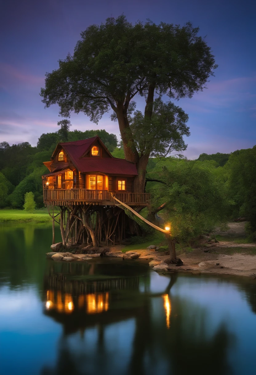 treehouse next to a river
