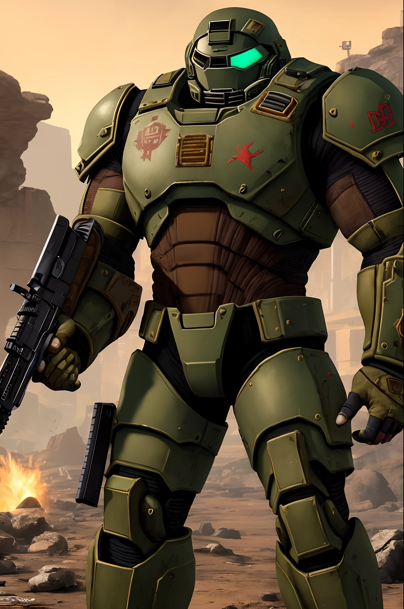 Doomguy de doom eternal badass avec des armes