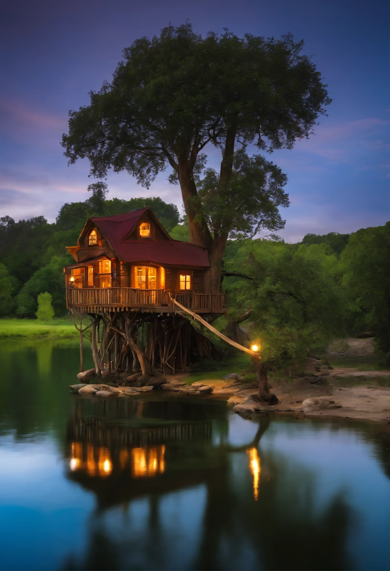 treehouse next to a river