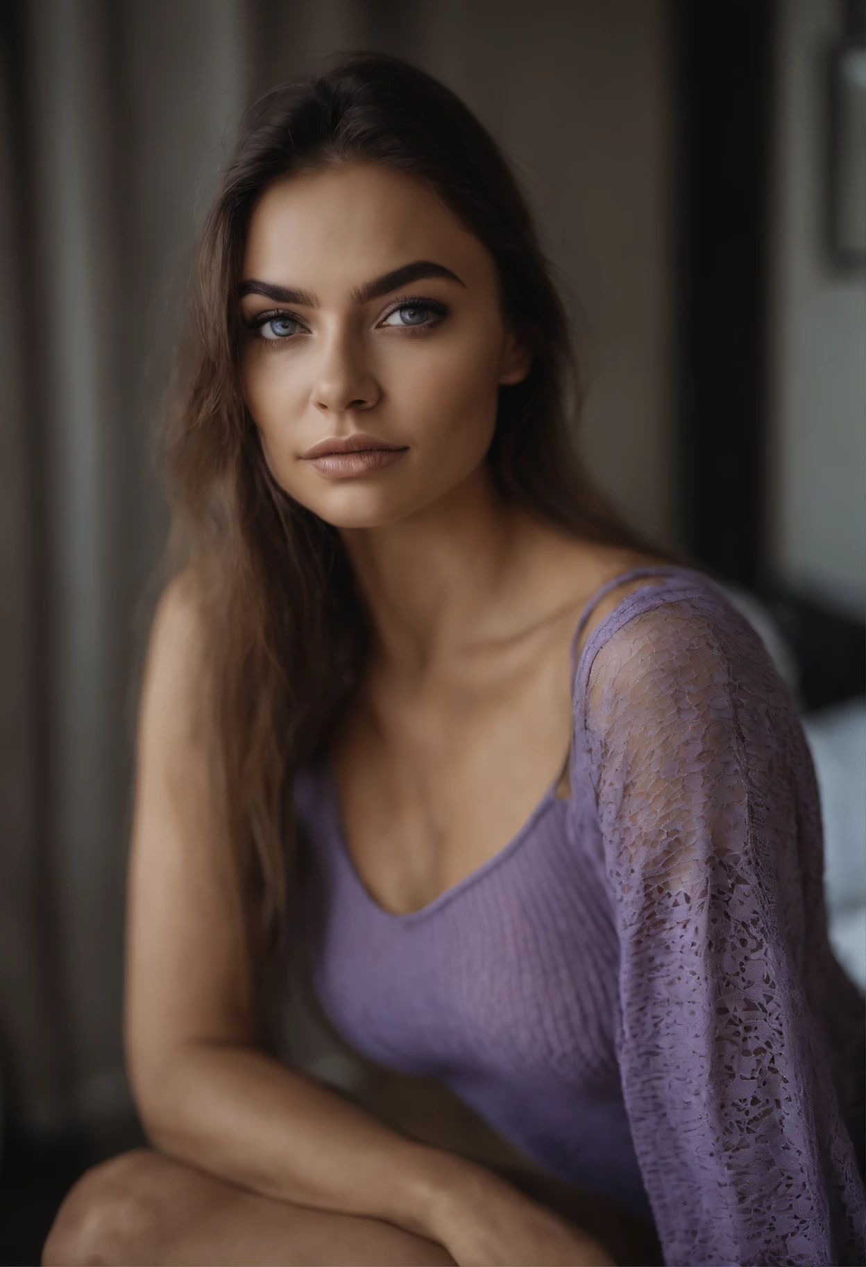 Arafed woman with tank top and donkey panties, fille Sexey aux yeux bruns, Portrait Sophie Mudd, hyspanic, cheveux bruns et grands yeux, selfie of a young woman, Yeux de chambre, Violet Myers, sans maquillage, maquillage naturel, Look directly at the camera from the front, Visage avec Artgram, Maquillage subtil, Superbe photo du corps entier, dans la chambre, clivage, tits, ass, Sexey, Sexe, levrette, position Sexe, forte poitrine