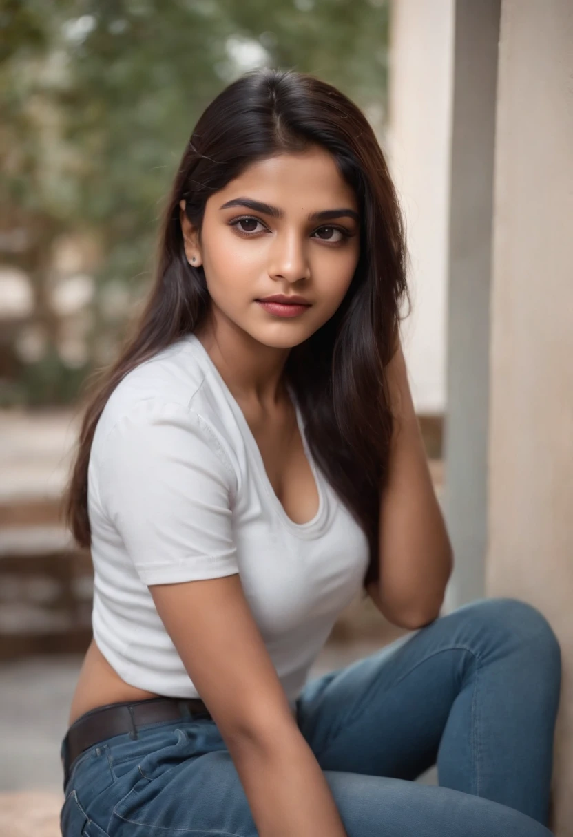 Indian girl in abs in school uniform wear jeans have a tattoo on abs 15 years old beautiful