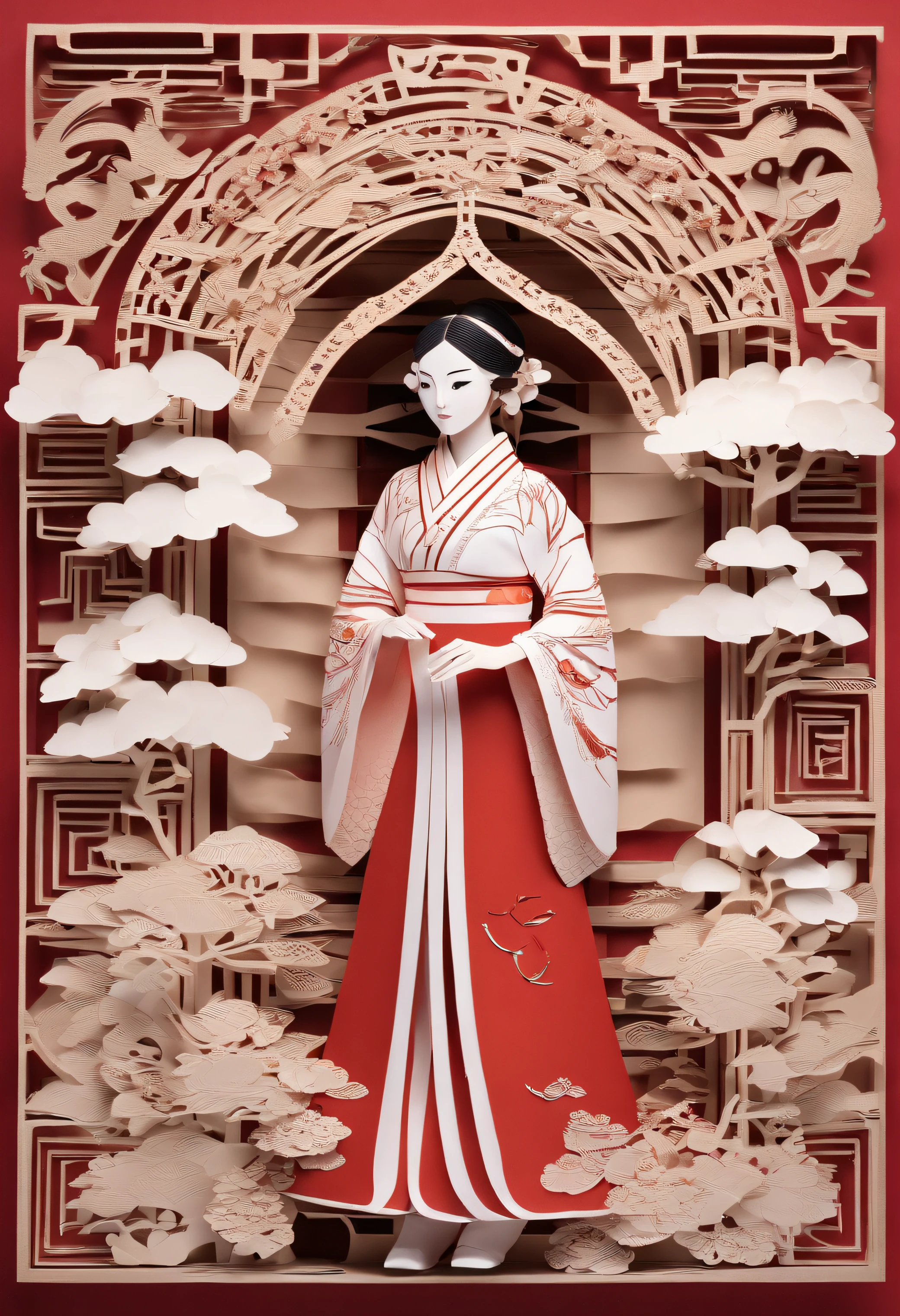 A woman dressed in traditional Zhuang costume holds a handbow，Show off Temari skills。