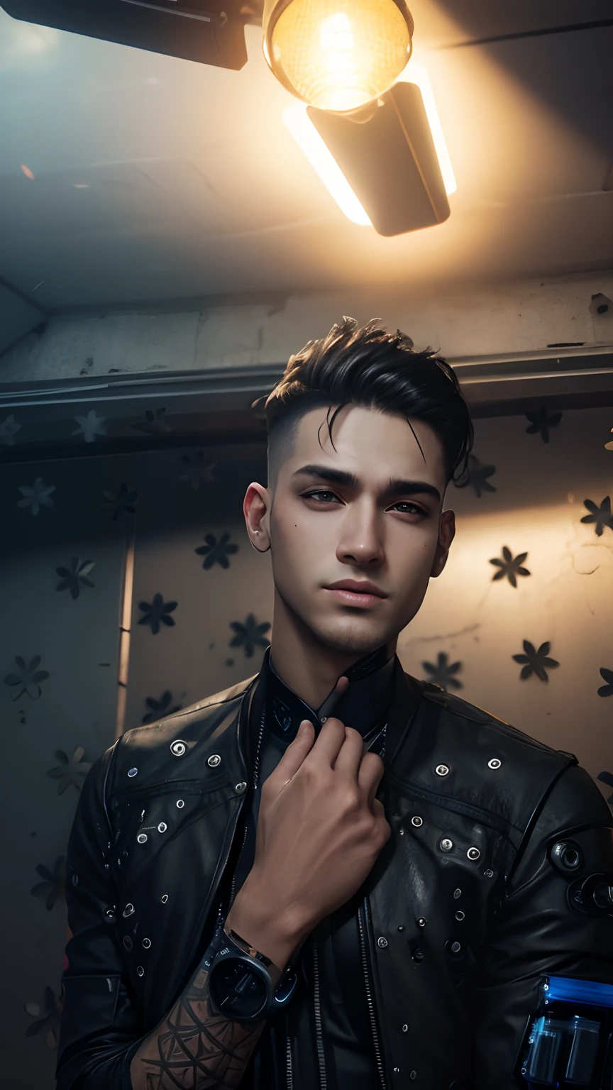 Change background cyberpunk handsome boy, ultra realistic face, realistic background,4k