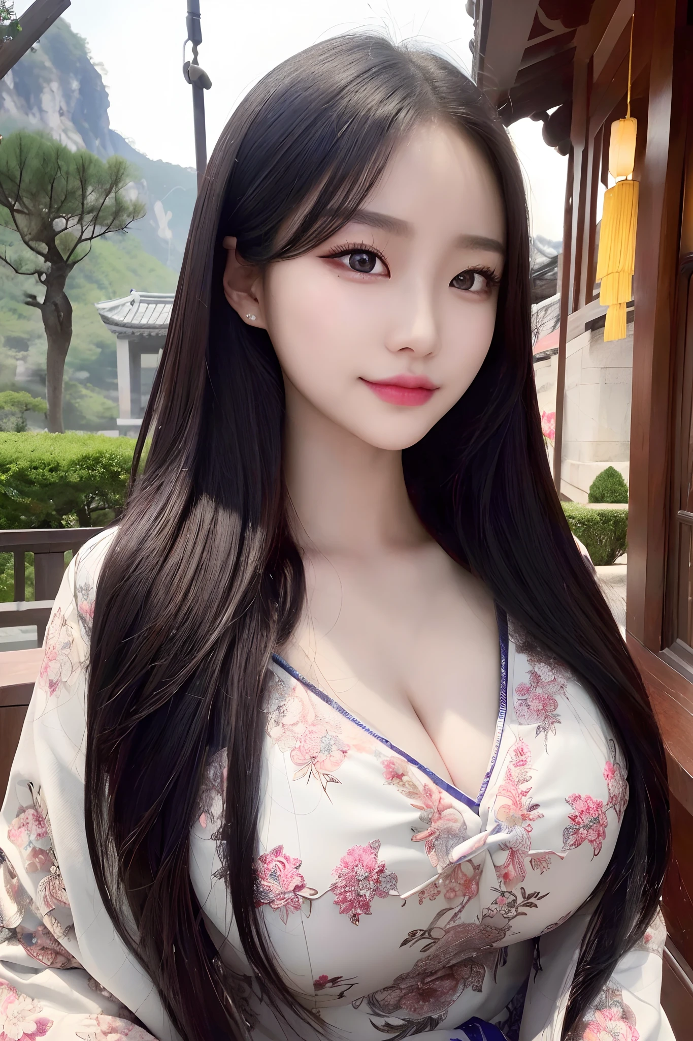 (best quality,4k,8k,highres,masterpiece:1.2),ultra-detailed,beautiful detailed eyes,beautiful detailed lips,extremely detailed eyes and face,longeyelashes,Chinese ancient,(traditional,classic:1.1) portrait,gorgeous,smiling,girl with a fan