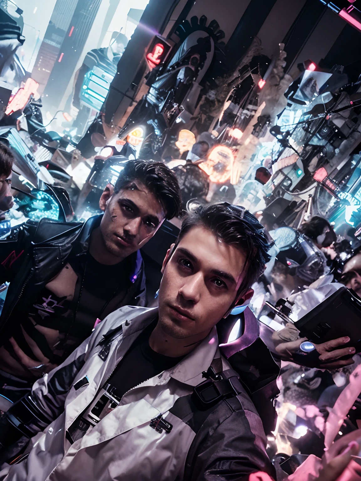 Change background cyberpunk handsome boy, realistic face,