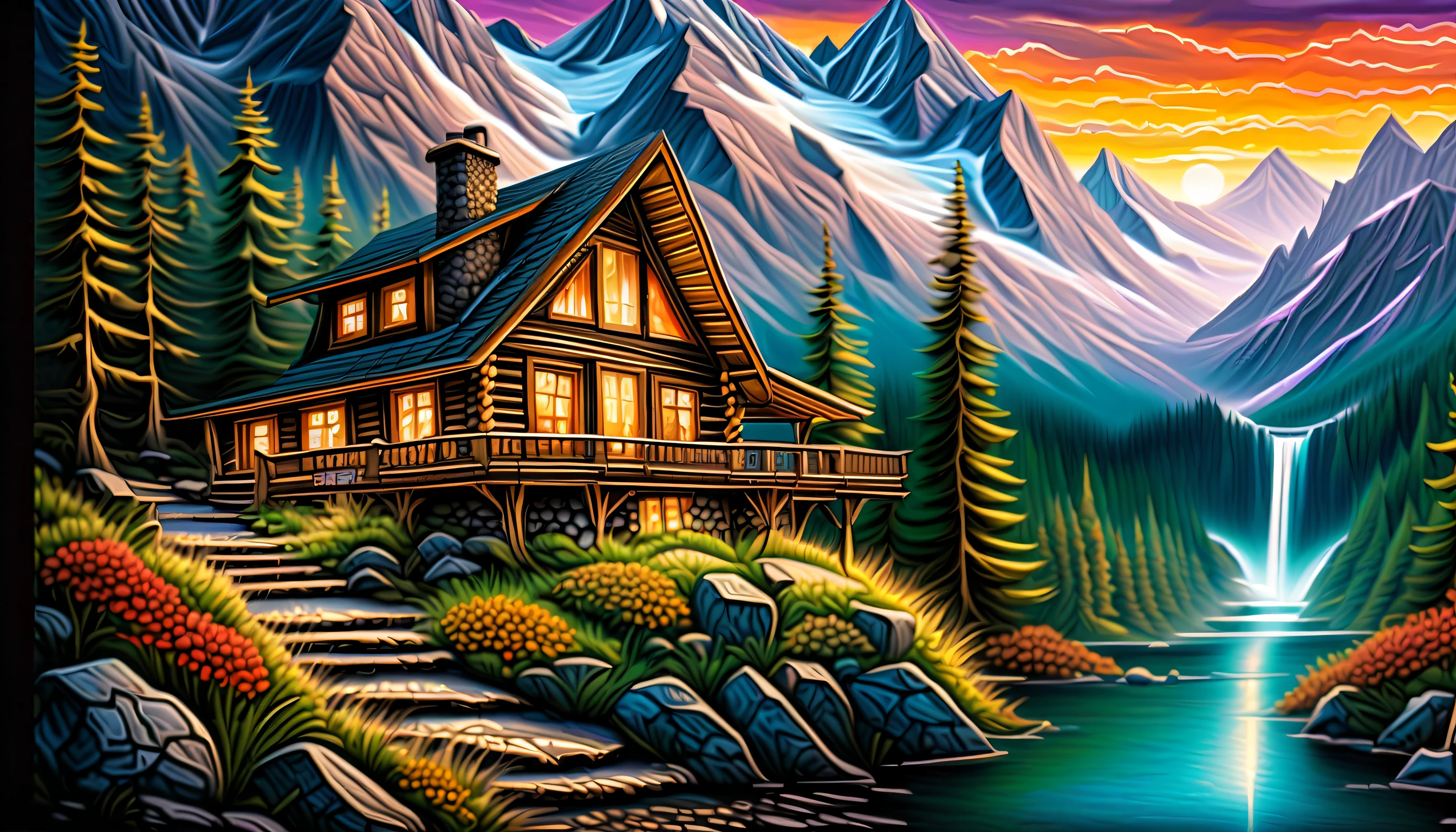 (((grand atmosphere with solemnity mountain cabin of stunning magic architecture intricate detailed:1.4))), ((ultra realistic:1.2)), ((through the insane darkness dreams are scattered:1.2)), ((rich-colors of multicolor glass and ice filed delicate detail:1.1)), (deep mountain:1.4), (((mate painting of fountain pen and alcohol ink intricate detailed sketch and thick oil strokes painting adds heavy sharp touch intricate airbrush:1.3))), official artwork, (((stylistic visually rendering:1.2))), (((radiosity rendered in stunning 32k resolution:1.3))), highest quality, (((highly quality:1.3))), (((crisp clarity that is unmatched:1.2))),(((exquisite detail:1.3))), (((dark beautiful intricate surface detail:1.1))), (((shadow wish:1.1))),