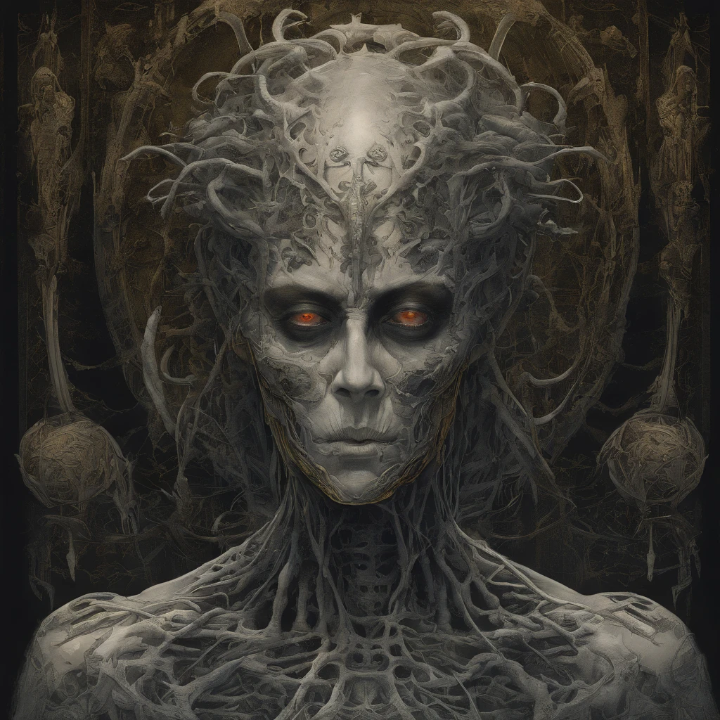 (body horror:1.4), (biomachine:1.3), (bloody:1.2), living being, (colorful:1.2), Hans Giger, many hands, (zentangle:1.2),bright yellow eyes, evil smile,
oil on matte canvas, sharp details intricate, highly detailed, digital painting, rich color, smooth, sharp focus, illustration, Unreal Engine 5, 8K, art by artgerm and greg rutkowski and alphonse mucha
(masterpiece,detailed,highres:1.2), bride of Frankenstein, Frankenstein, gothic church, apothecary library