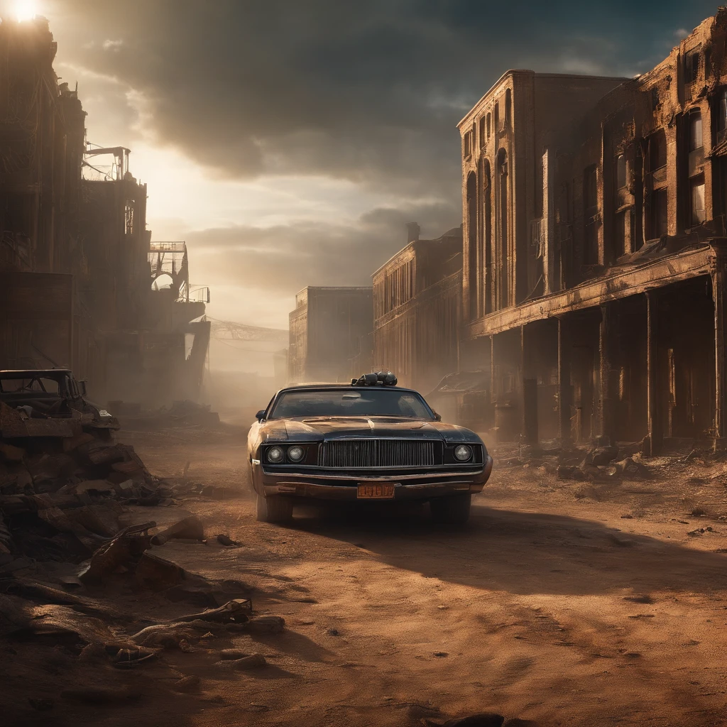 "((post apocalyptic world, gritty atmosphere, Dystopian landscape)) madmax"