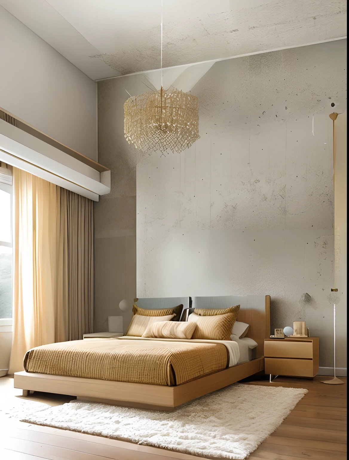 Place an ornament on the wall、Sophisticated、Fashionable　bedroom