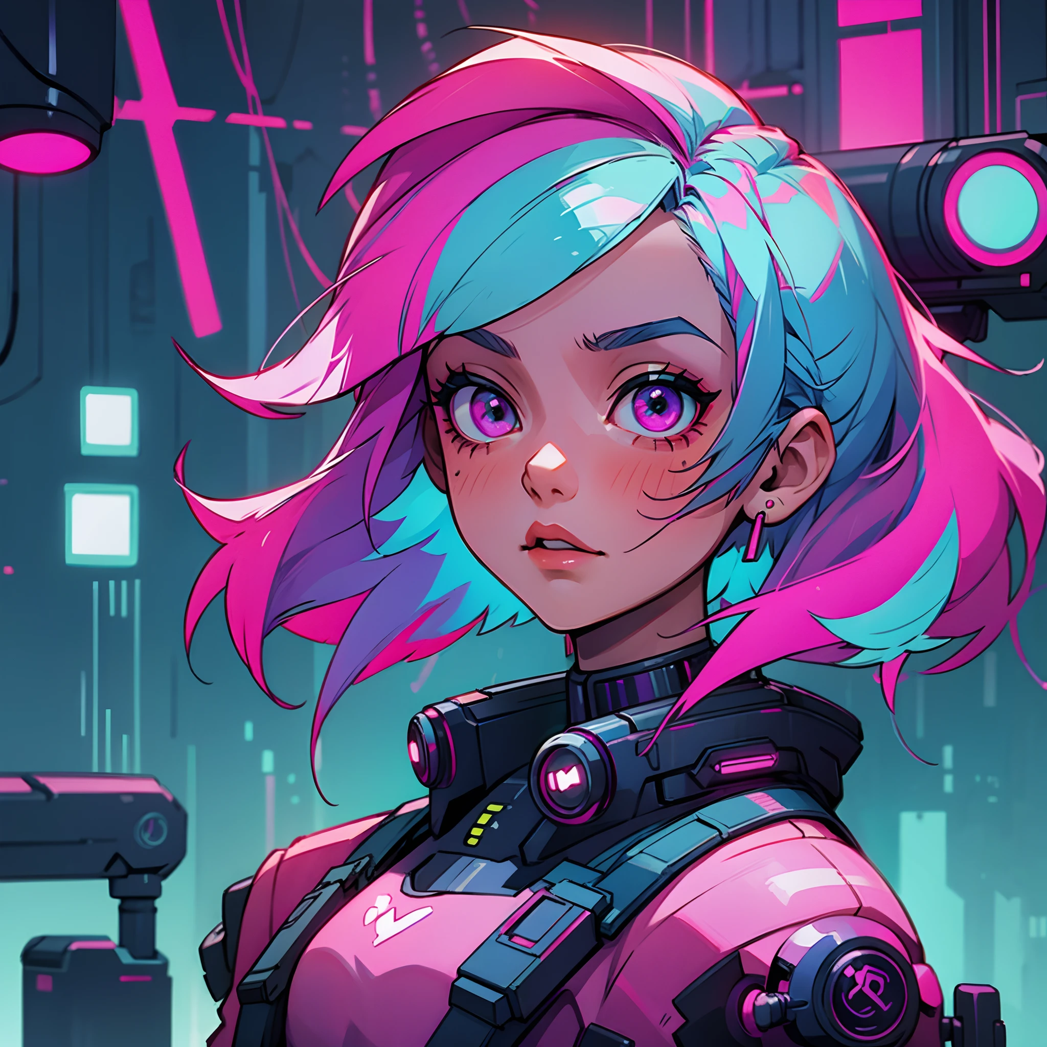 cyberpunk girl with cool bright fuschia hair