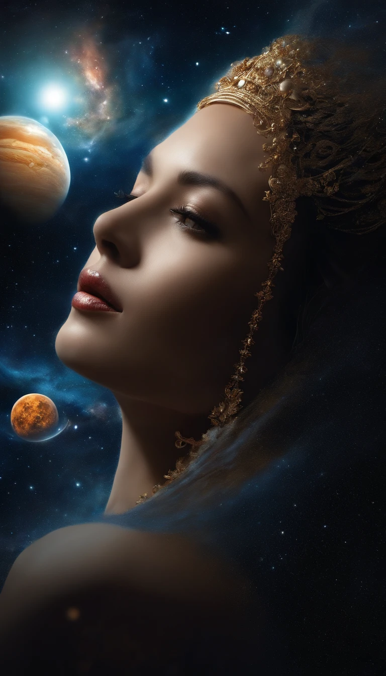Best quality, Master parts, 超高分辨率, (Realistic photography:1.4), ultra-realistic realism, Similar to a dream,fusionart, Outer space near the solar system, darkly