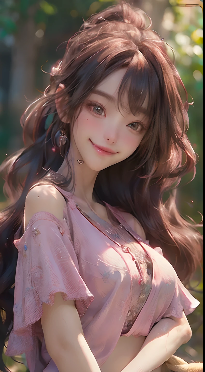 Pubic hair,, Naked, full bodyesbian, Medium breasts,Beautiful detailed eyes, (Long hair:1.2), (8K, Best quality, Masterpiece:1.2), (Realistic, photo-realistic:1.37), Ultra-detailed, 1 girl, Cute, Solo, (nose blush),(Smile:1.15),(Closed mouth)