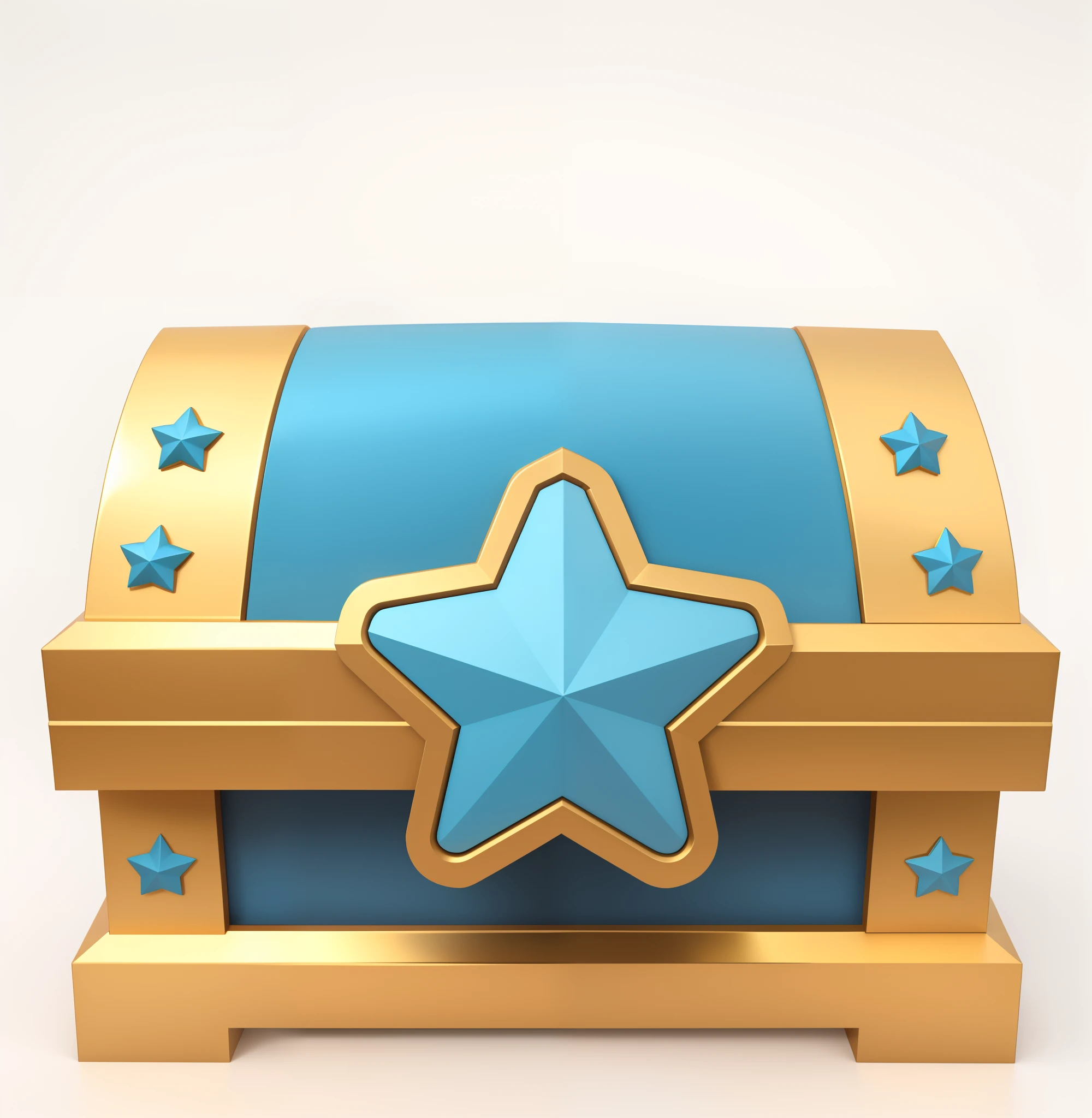Blue and gold bust，There is a star on it,  Treasure chests, Mobile games。.3D icons, item art, game icon asset,  loot box,   game assets, game icon stylized, treasure artifact，。.3D，C4D