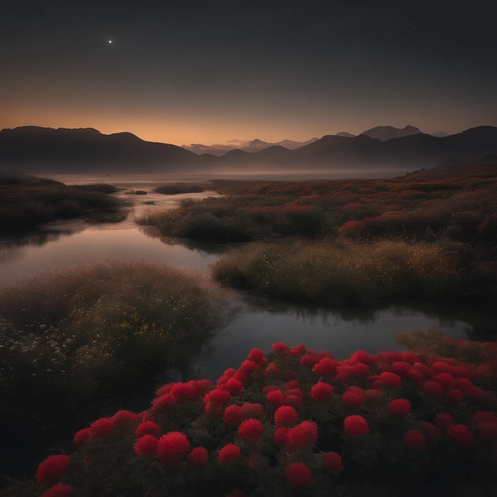 8k, ultra-fine, wide-angle lens expression, (night sky:1.5),(masterpiece), (best quality, high quality:1.4),{Photorealistic},Realistic,Hyper Realistic,perfect anatomy,ultra detailed,perfect design,ultra detailed structures,no humans,nostalgia,night sky,water, Japanese chrysanthemums blooming, magical, soothing the fatigue of the day,From above shot,
EasyNegative,negative_hand-neg, (worst quality, low quality,humans,,bad hands, watermark, username:1.2,monochrome,grayscale, poorly eyes,)