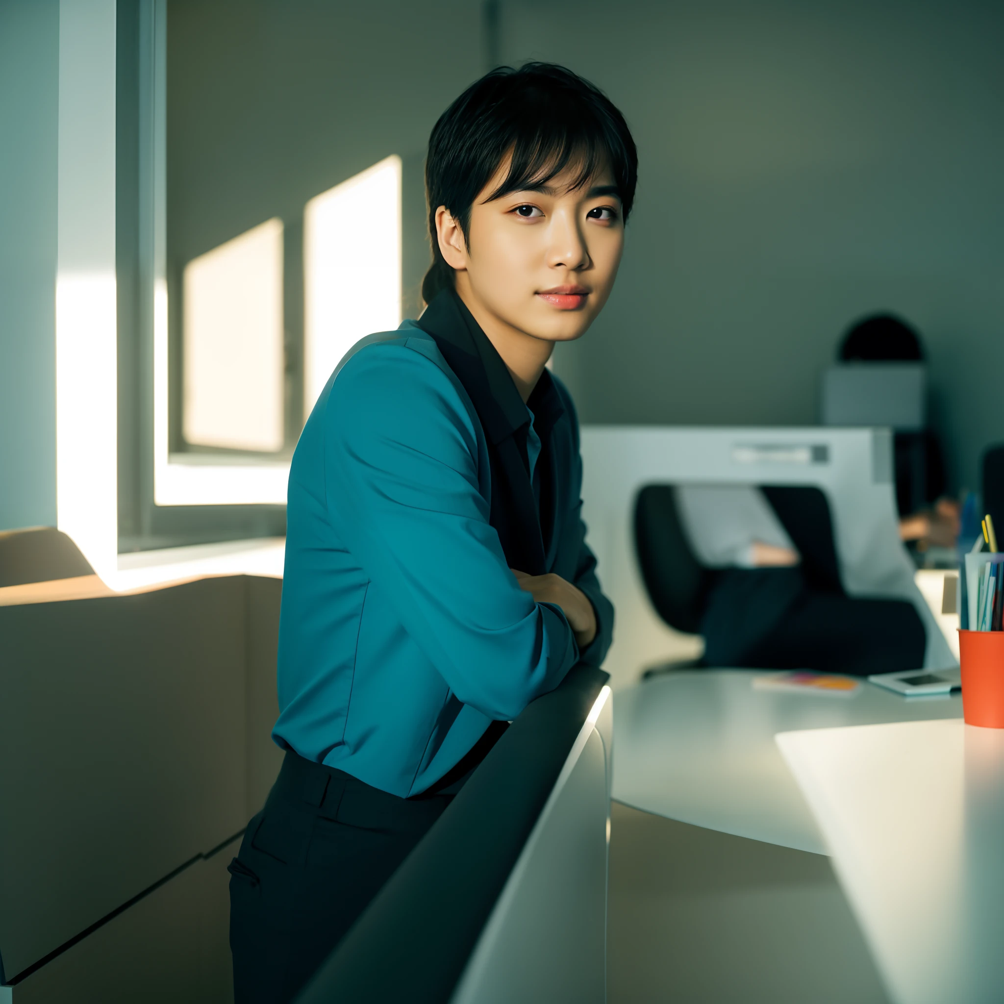 In office, background change