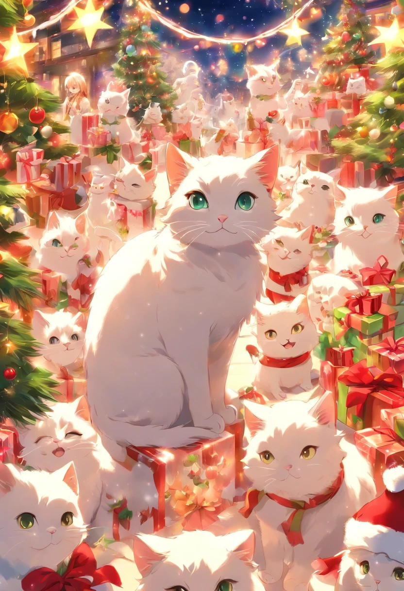 White Cat Christmas Party，biologically correct
