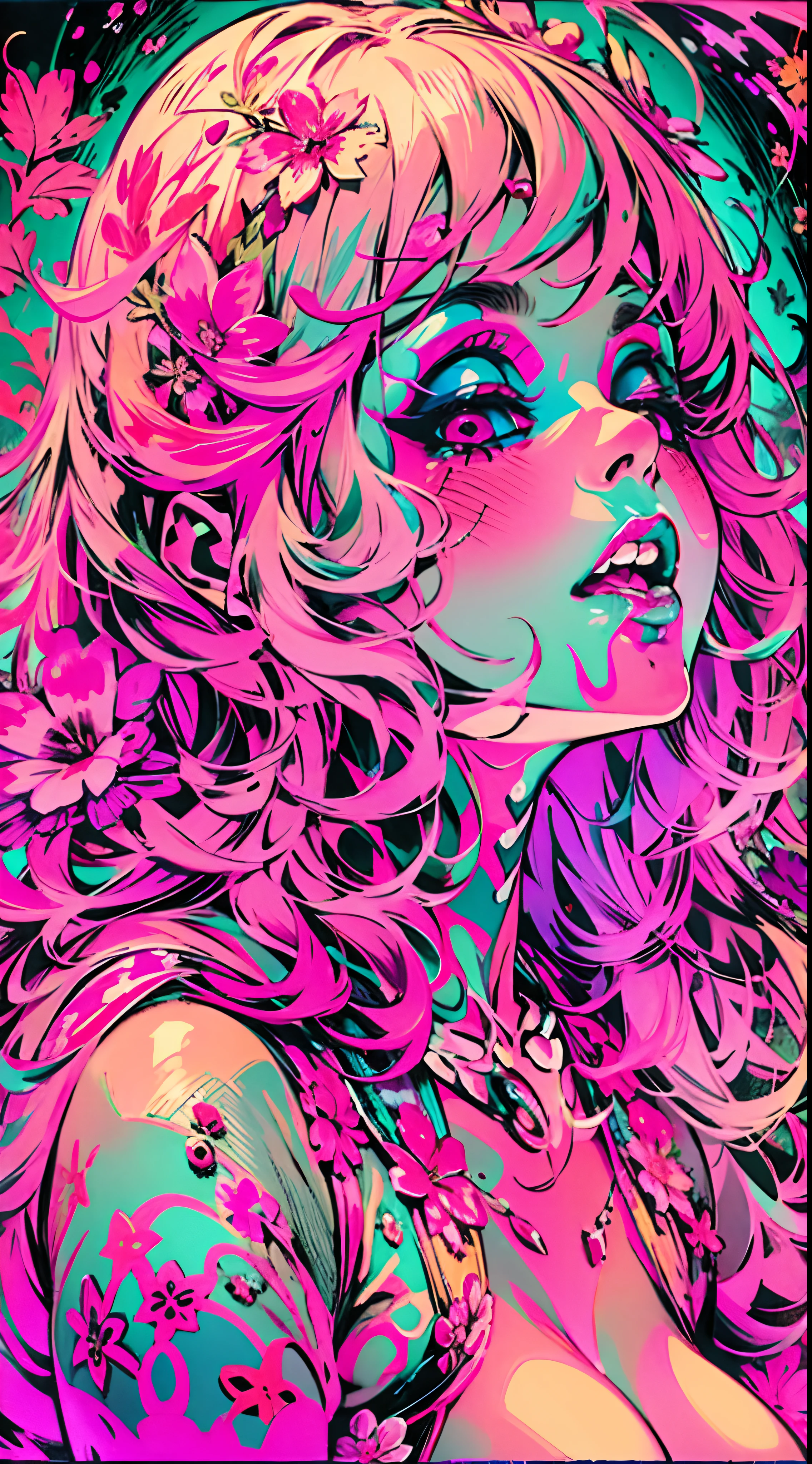 Seductive psychedelic horror, Trippy Hentai, body horror, having sex, real breasts, surreal Sex, LSD trip, sensual, psychedelic oral sex, provocative, colorful, glowing